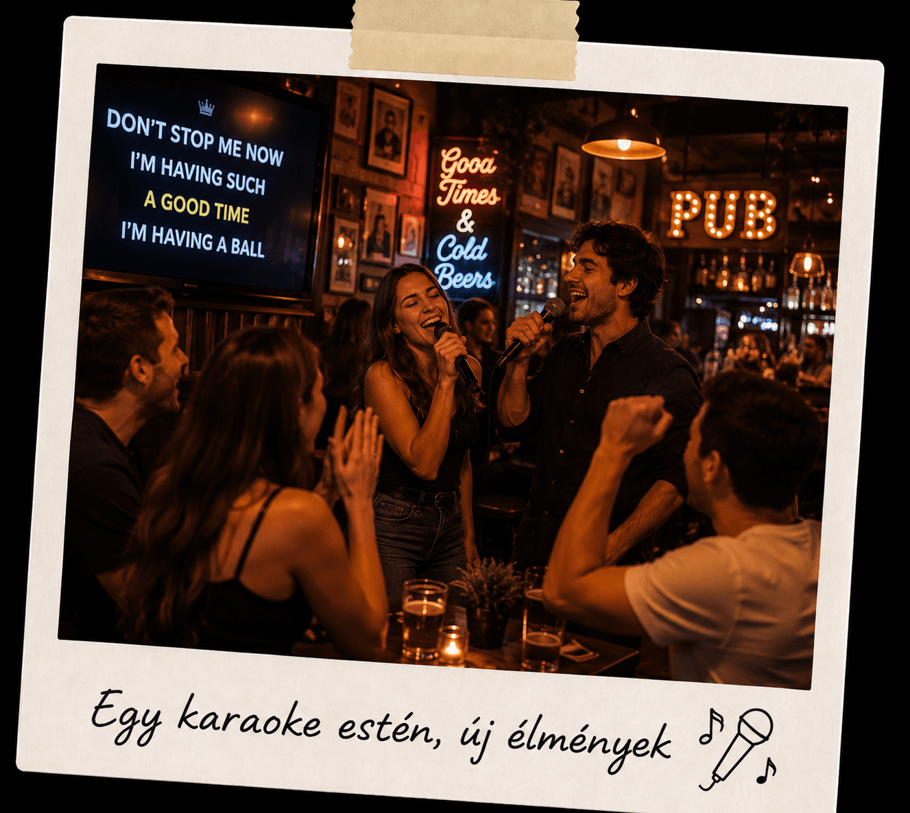 Baráti társaság közös karaoke esten
